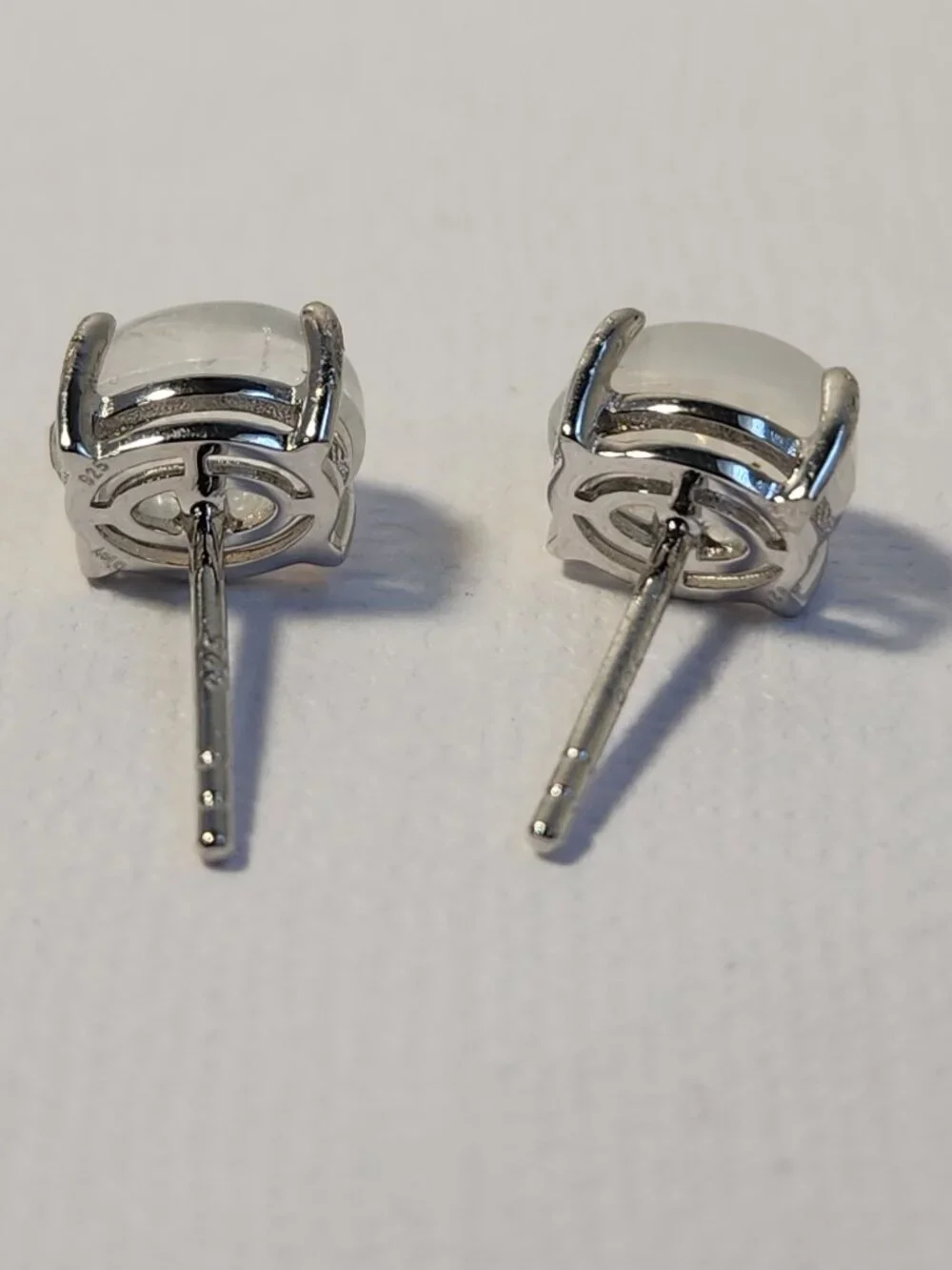 VTG NIB 925 Natural Clear Blue Fire Rainbow Moonstone Stud Earrings My Last One - Picture 12 of 14